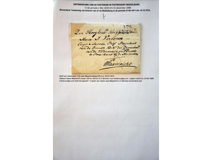 postgeschiedenis Middelburg en omgeving tot ca. 1900 (ca. 95 ex.) w.b. brief uit 1653 naar Lille, departementstempels (o.a. V