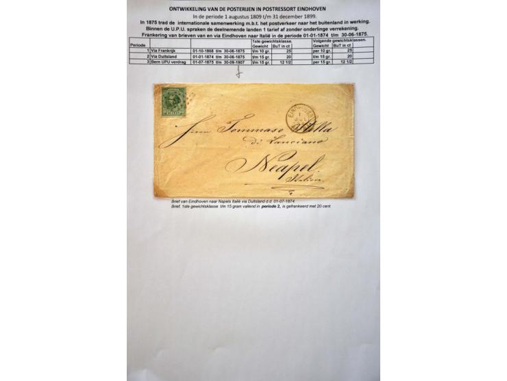postgeschiedenis Eindhoven en omgeving tot ca. 1900 (ruim 100 ex.) w.b. voorfilatelie en briefkaarten in ringband