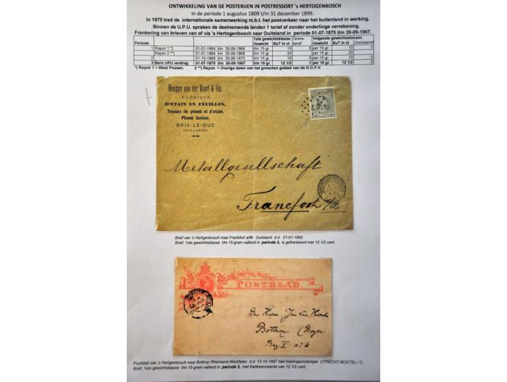 postgeschiedenis Den Bosch en omstreken tot ca. 1900 (ca. 170 ex.) w.b. voorfilatelie, briefkaarten etc. in 3 ringbanden