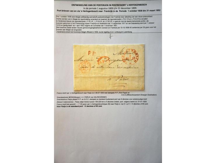 postgeschiedenis Den Bosch en omstreken tot ca. 1900 (ca. 170 ex.) w.b. voorfilatelie, briefkaarten etc. in 3 ringbanden