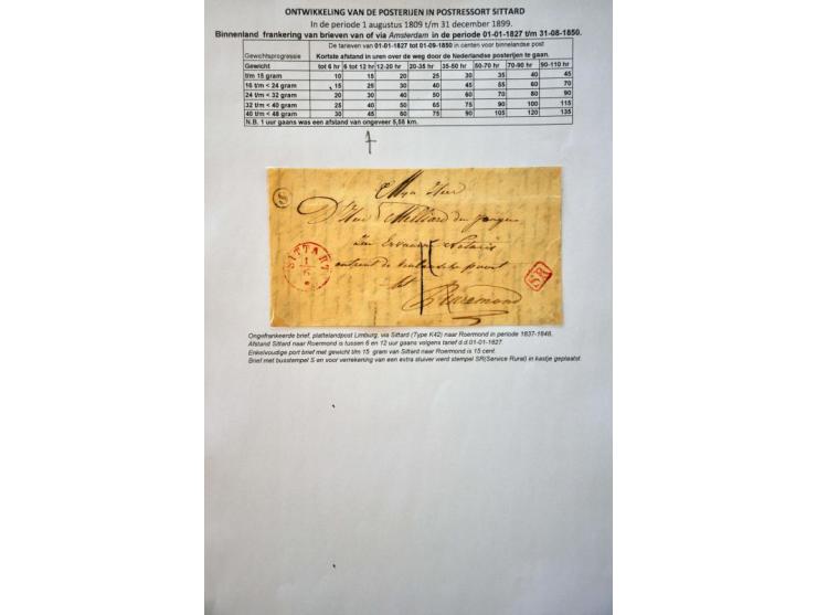 postgeschiedenis provincie Limburg (ca. 80 ex) w.b. voorfilatelie, pakketkaart met nr. 27, nrs. 20 en 26 op aangetekende enve