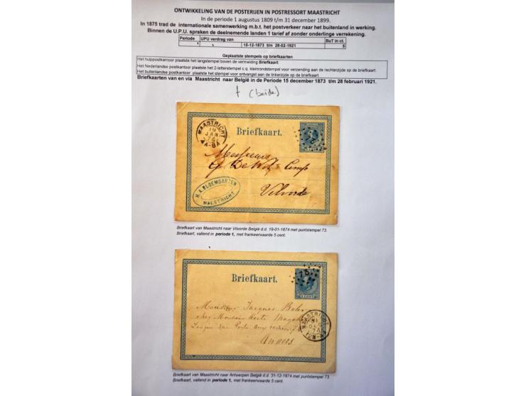 postgeschiedenis Maastricht en omgeving tot ca. 1900 (ca. 110 ex.) w.b. veel voorfilatelie, 1e, 2e en 3e emissie, buitenlands