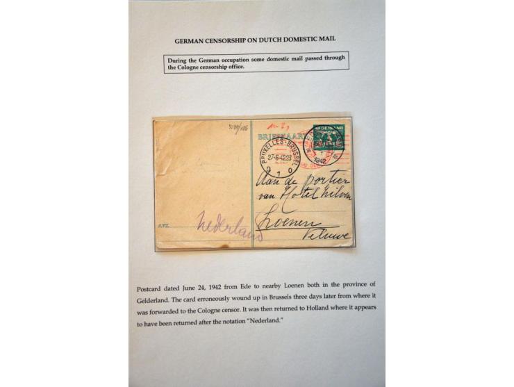 5 binnenlandse poststukken 1942-1943 met Duitse censuur (4x Cöln, 1x München) en R-waarde envelop Rotterdam-Calandstraat dece