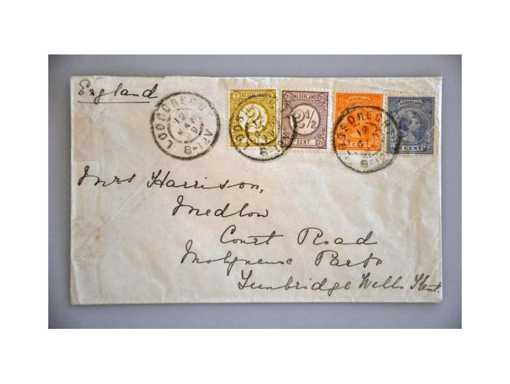 nrs. 32-35 op envelop Loosdrecht 12-1-1899 naar Engeland, kleine gebreken