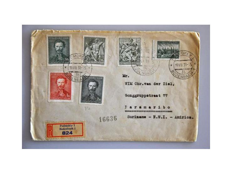 incoming mail, 9 poststukken uit de jaren '30 w.b. uit Hongarije, Japan, Letland, Liechtenstein en Thailand