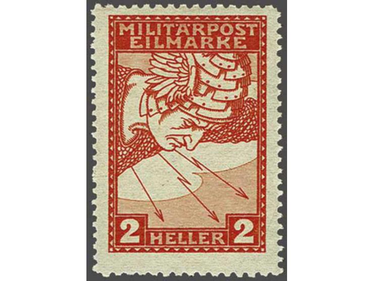 Flying Mercury 2 heller orange red perforated 11½ x 12½, very fine mounted mint, cat.v. 500