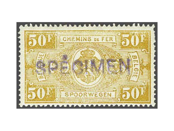 Spoorwegzegels 5c roodbruin t/m 1F, 2F, 3F, 4F t/m 20F en 50F alle met opdruk - SPECIMEN - op de F2,70 na de complete reeks d
