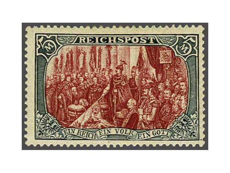 Reichspost 5 mark green black and carmine type II, very fine, cat.v. 480