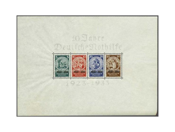Nothilfe 5 - 50 pfennig, fine/very fine unmounted mint (5 pfennig offset at reverse and sheet ironed out vertical crease, not