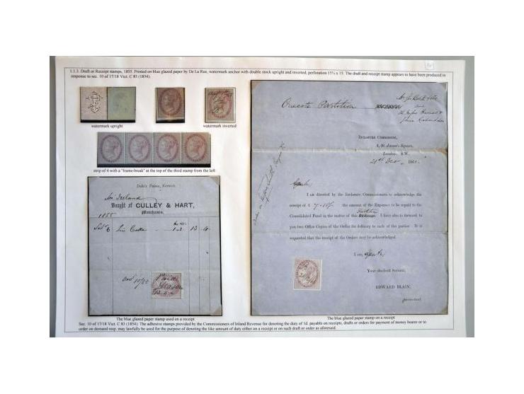 Extensive collection Payable on Demand 1d. reddish lilac with the watermarks Double-lined Anchor (F5) and Single-lined Anchor