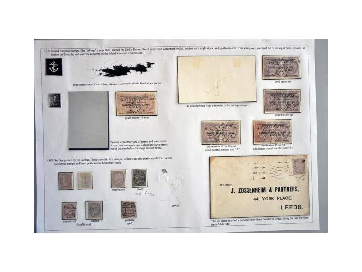 Extensive collection 1d. types L19 and L20 including Imprimaturs(11 ex.), Proofs (2 ex.), Specimen overprints (1 ex. and bloc