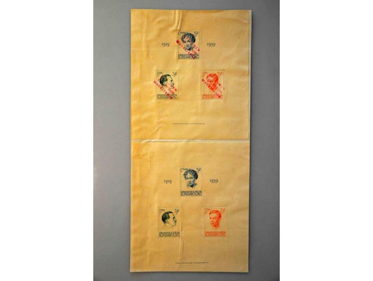 Anniversary Duchess Charlotte 1939 miniature sheet 2 ex. (some wrinkles) affixed to piece of archive sheet of wich one copy c
