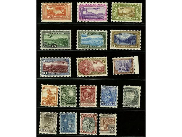 University of Mexico City 1 centavo - 20 pesos, very fine unmounted mint (nos. 681, 686 and 690 hinge remnants) with 1985 Enz