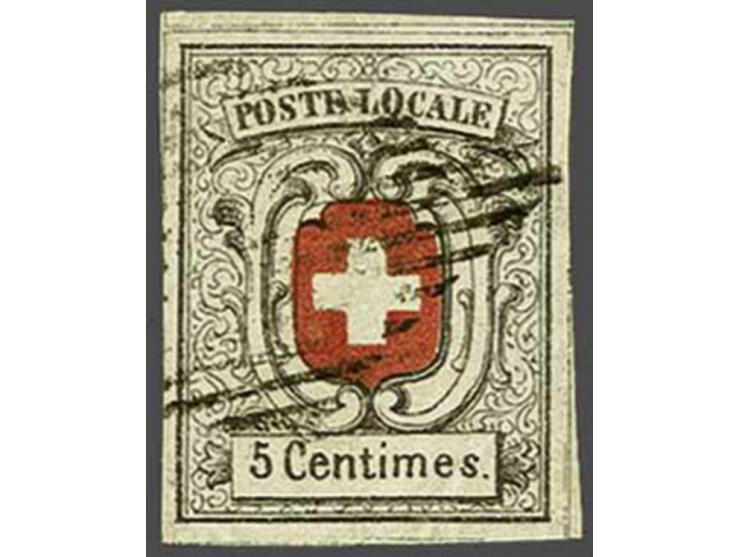Neuenburg 5 centimes black and red (Zst. no. 11), very fine with large margins and 2020 Jean-Claude Marchand certificate: Die