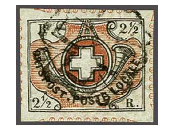 Winterthur 2½ rappen black grey and orange red (Zst. no. 12), very fine signed Fulpius with 1988 Robineau and Emil Rellstab c