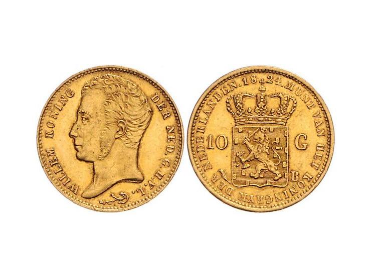 10 gulden goud Willem I 1824 Brussel Sch. 190 zf+