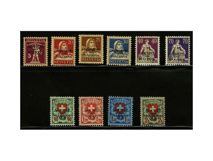 Official. League of Nations 5 centimes - 2 francs, very fine mounted mint, cat.v. CHF 1970