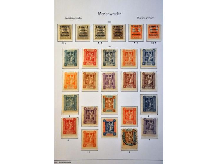 Abstimmungsgebiete, collection with Allenstein, Marienwerder, Silezia and Slesvig on album leaves