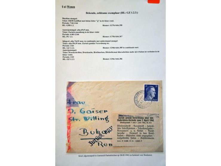 WWII Wien censor 'g', 3 letters from Germany, 2 from Netherlands and 1 from France 1940-1943 including better censor and labe