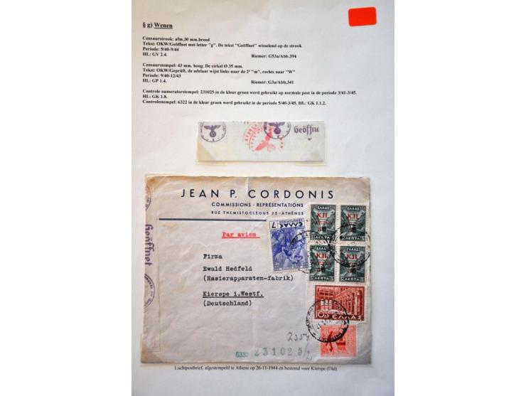 WWII Wien censor 'g', 11 letters from Greece and Turkey 1940-1944 to Western Europe with better censors as Landsmann GPG1.2 (