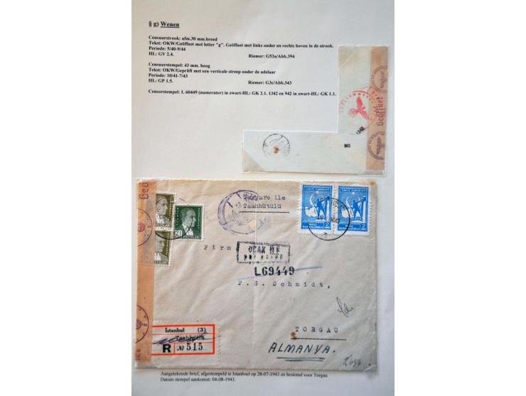 WWII Wien censor 'g', 11 letters from Greece and Turkey 1940-1944 to Western Europe with better censors as Landsmann GPG1.2 (
