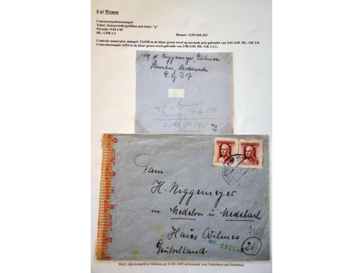 WWII Wien censor 'g', 14 letters and cards from Slovakia 1940-1944, including better censors as Landsmann GP2.1 and labels as