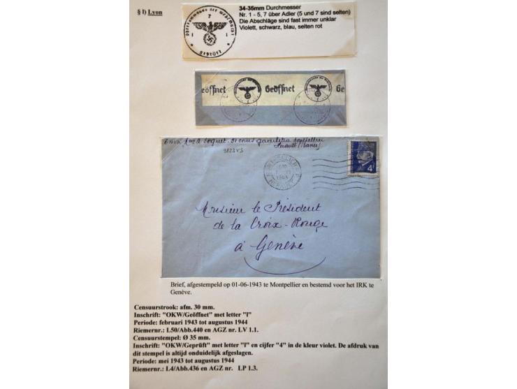 WWII Lyon 'l' censor, 11 letters and cards 1943-1944 with better mute cancellations, returned letter Switzerland-Kent (UK) 20