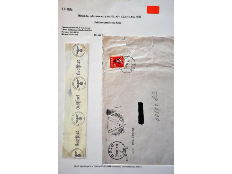 WWII Oslo censor 'o', 15 letters and cards 1940-1944 including better labels and censors as Landsmann SND1.1, SNP1.3.2 and SN