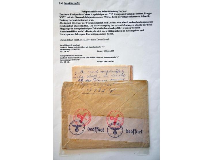 WWII Nancy 'y' censor 1944-1945, 7 letters and cards including 2 letters with Landsmann NP4.1 and a letter from Festung Lorie