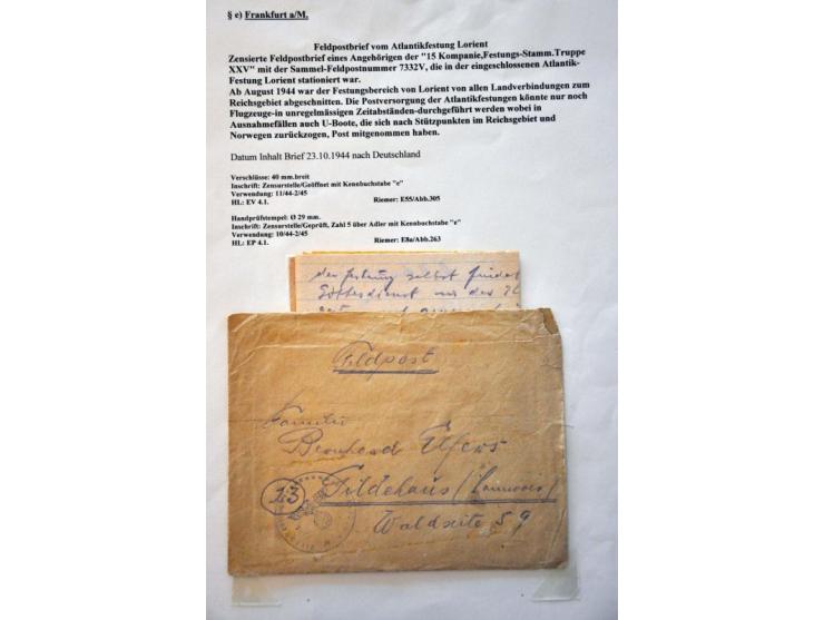 WWII Nancy 'y' censor 1944-1945, 7 letters and cards including 2 letters with Landsmann NP4.1 and a letter from Festung Lorie