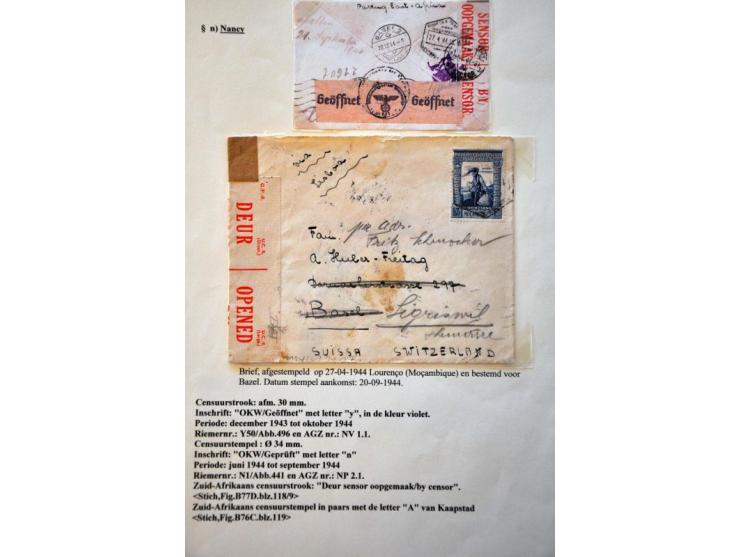 WWII Nancy 'y' censor 1944-1945, 7 letters and cards including 2 letters with Landsmann NP4.1 and a letter from Festung Lorie