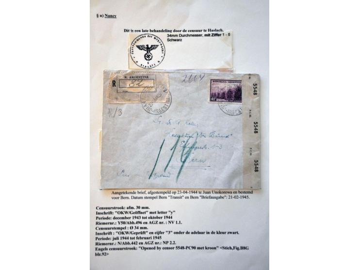 WWII Nancy 'y' censor 1944-1945, 7 letters and cards including 2 letters with Landsmann NP4.1 and a letter from Festung Lorie