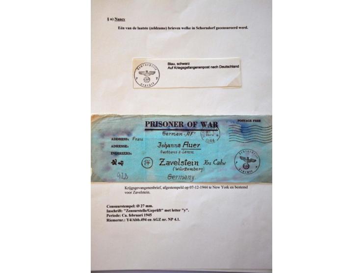 WWII Nancy 'y' censor 1944-1945, 7 letters and cards including 2 letters with Landsmann NP4.1 and a letter from Festung Lorie