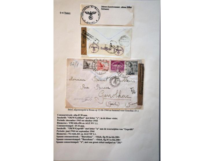 WWII Nancy 'y' censor 1944-1945, 7 letters and cards including 2 letters with Landsmann NP4.1 and a letter from Festung Lorie