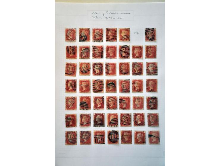 collection 1864-1880 including plate numbers with SG 43 plate 225 (2x), SG 141 plate 17, in mixed quality on album leaves 