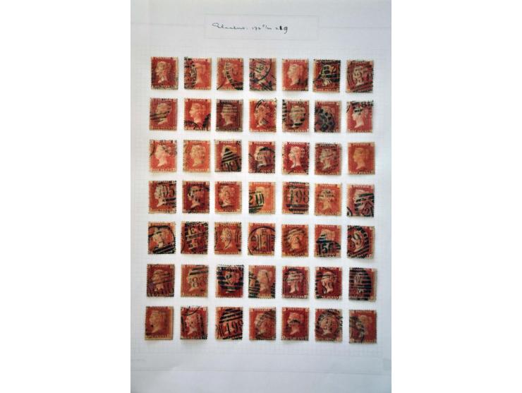 collection 1864-1880 including plate numbers with SG 43 plate 225 (2x), SG 141 plate 17, in mixed quality on album leaves 