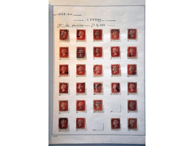 collection 1864-1880 including plate numbers with SG 43 plate 225 (2x), SG 141 plate 17, in mixed quality on album leaves 