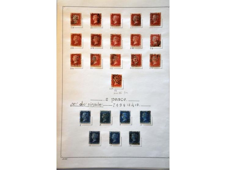 collection 1864-1880 including plate numbers with SG 43 plate 225 (2x), SG 141 plate 17, in mixed quality on album leaves 
