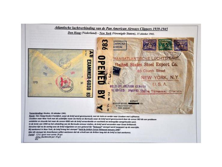 Pan American Airways Clippers, 16 covers 1939-1944, all censored and confiscated, released in 1946 with different cancellatio