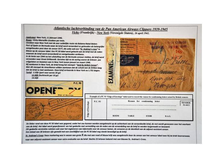 Pan American Airways Clippers, 16 covers 1939-1944, all censored and confiscated, released in 1946 with different cancellatio