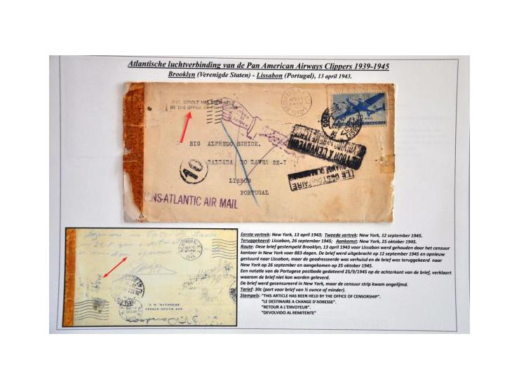 Pan American Airways Clippers, 16 covers 1939-1944, all censored and confiscated, released in 1946 with different cancellatio