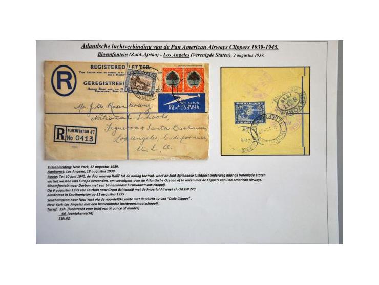 Pan American Airways Clippers, 14 covers 1939-1945 from African countries (including Afrique Equatoriale, MEF Tripoli, Zanzib