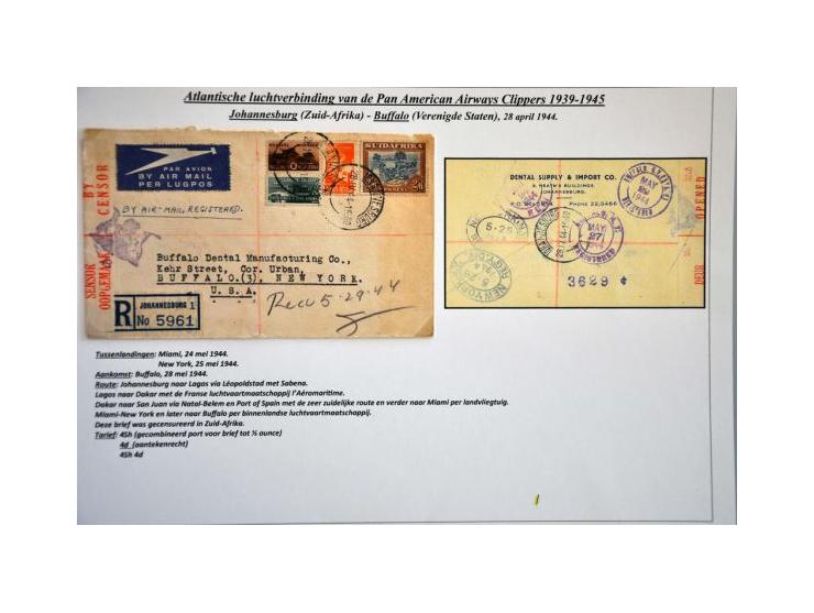 Pan American Airways Clippers, 14 covers 1939-1945 from African countries (including Afrique Equatoriale, MEF Tripoli, Zanzib
