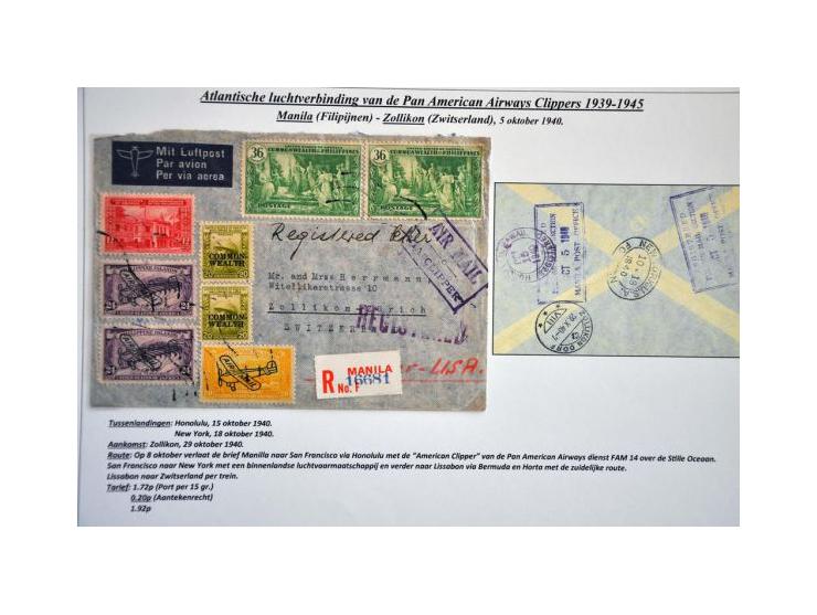 Pan American Airways Clippers, 14 covers 1939-1945 from Asian countries (including Afghanistan, Birma, Malaya, Lebanon, Phili