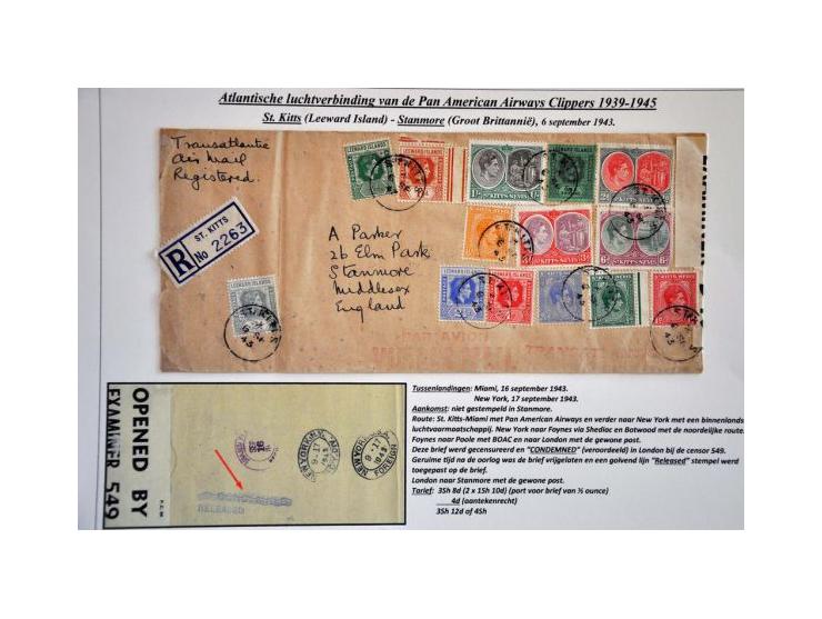 Pan American Airways Clippers, 5 covers from the Carribean and South America (including Surinam with fl.6,75 to Red Cross Gen
