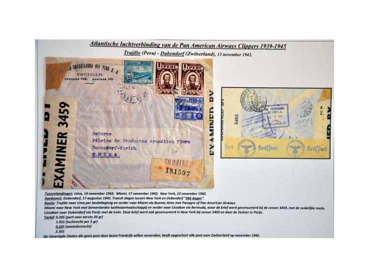 Pan American Airways Clippers, 5 covers from the Carribean and South America (including Surinam with fl.6,75 to Red Cross Gen