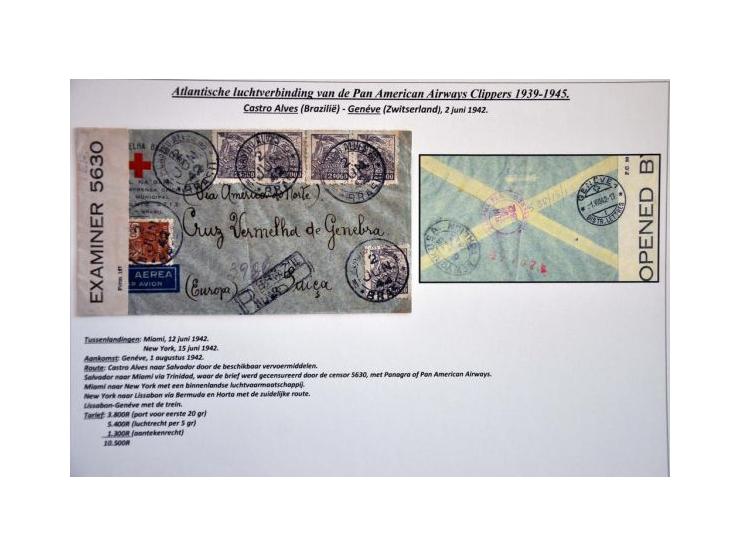 Pan American Airways Clippers, 5 covers from the Carribean and South America (including Surinam with fl.6,75 to Red Cross Gen