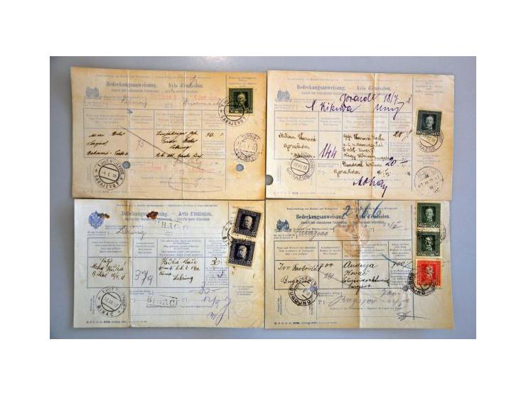 17 telegraphic postal money order forms with various issues in mixed quality