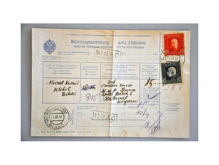 17 telegraphic postal money order forms with various issues in mixed quality