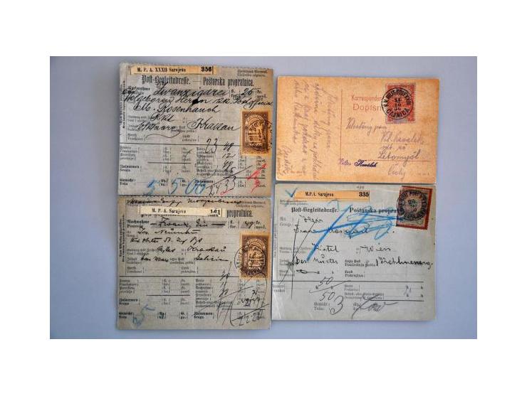 over 30 parcel cards franked with fiscal stamps including foreign destinations